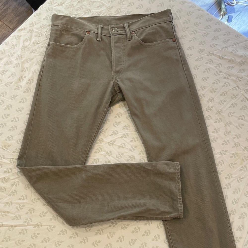 RRL light olive twill 5 pocket jeans